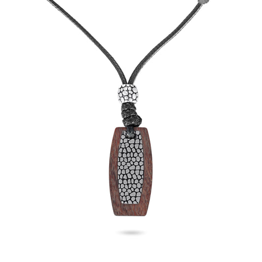 Men's Wood Reptile Tag Rope Necklace - KINGKA Jewelry