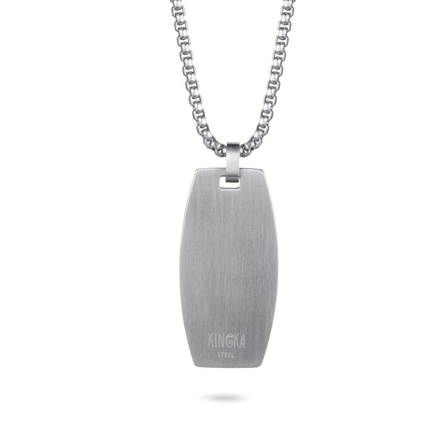 Men's Dog Tag Pendant Necklace Wood Inlay