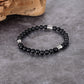 Men's Wristband with Onyx, Stainless Steel Tube - KINGKA Jewelry