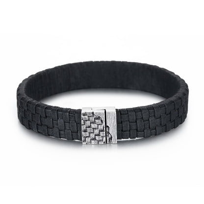 Men's Leather Bracelet with Reptile Snap
