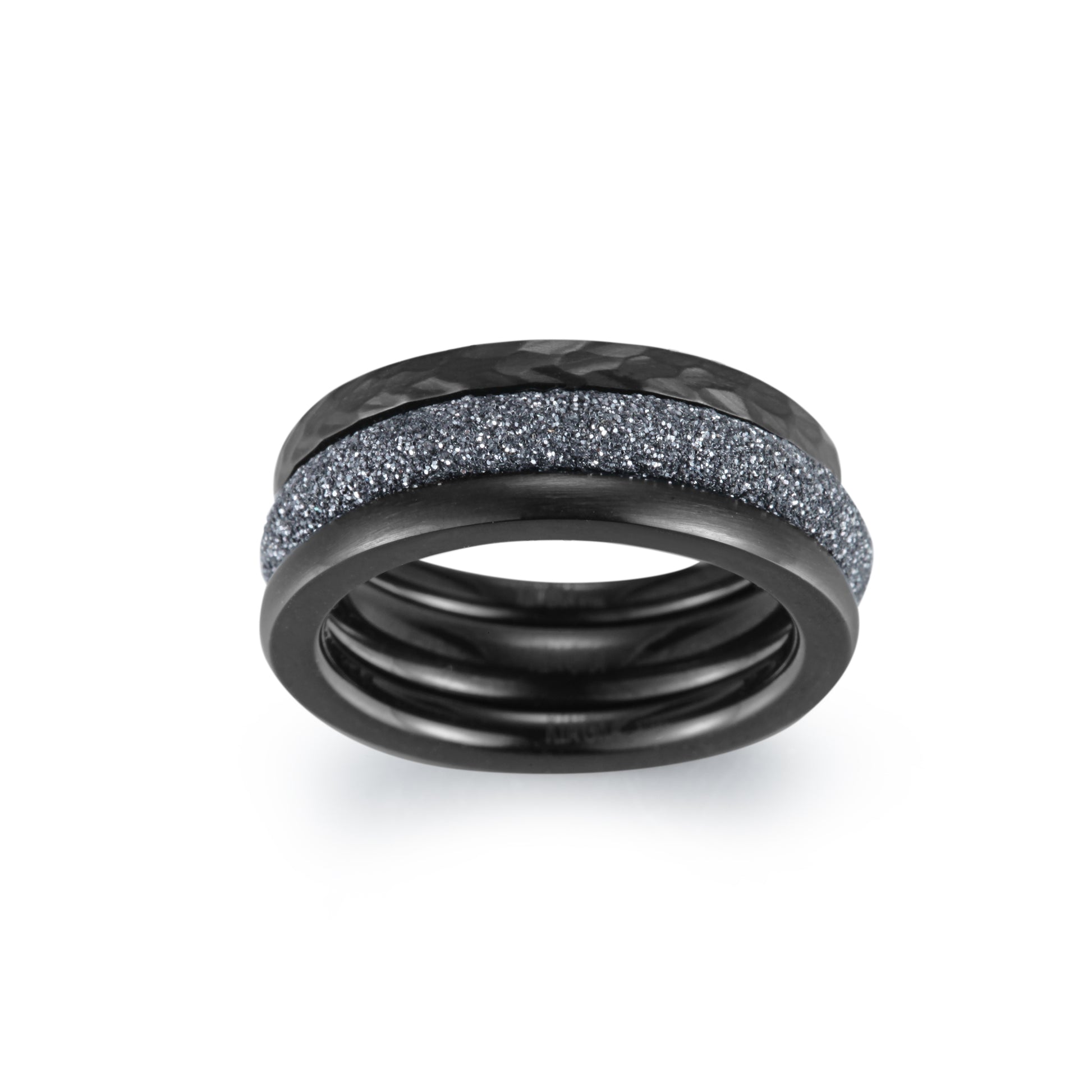 Women Stacking Rings Grey Glitter Dust - KINGKA Jewelry