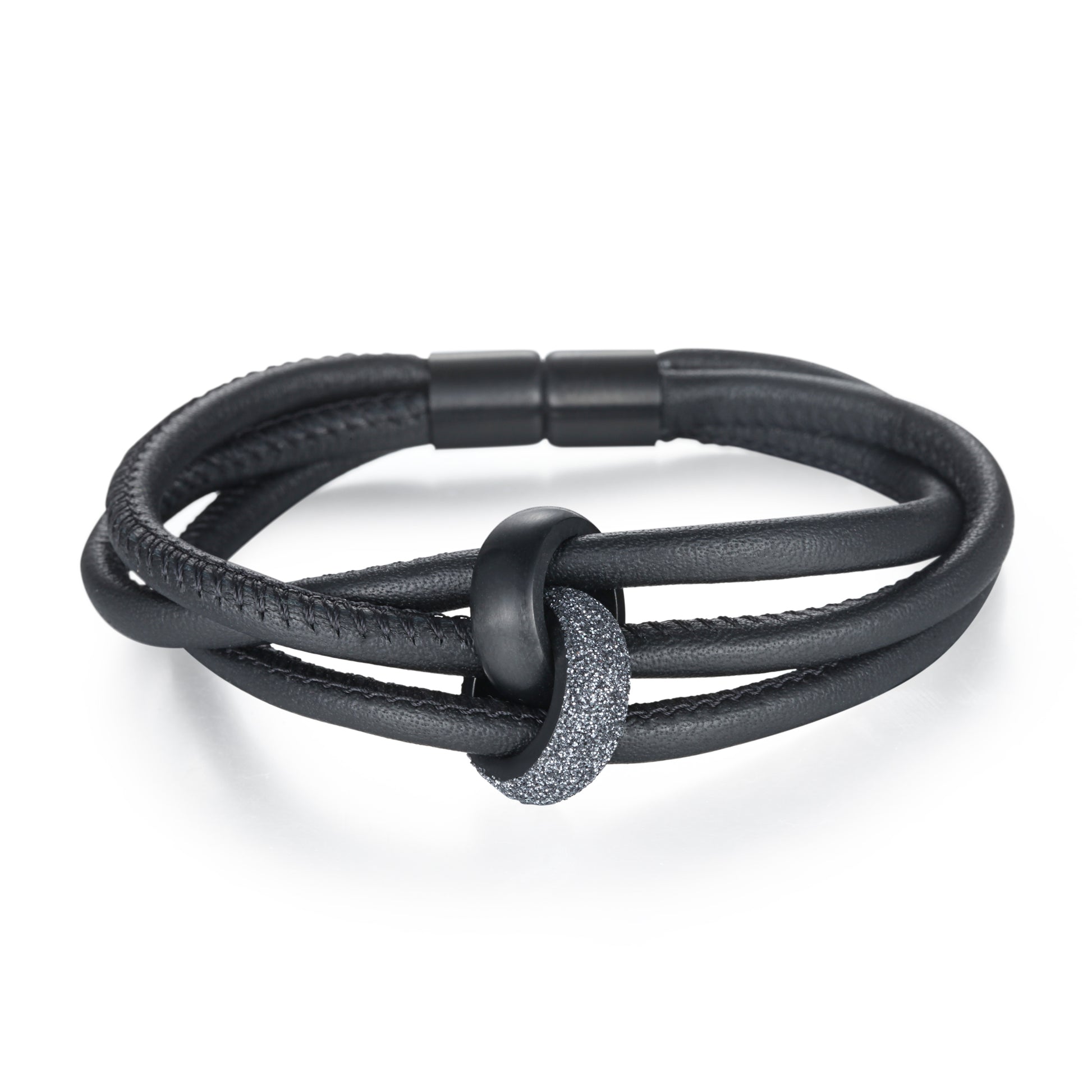 Women Warp-Around Bracelet Leather, Grey Stardust - KINGKA Jewelry