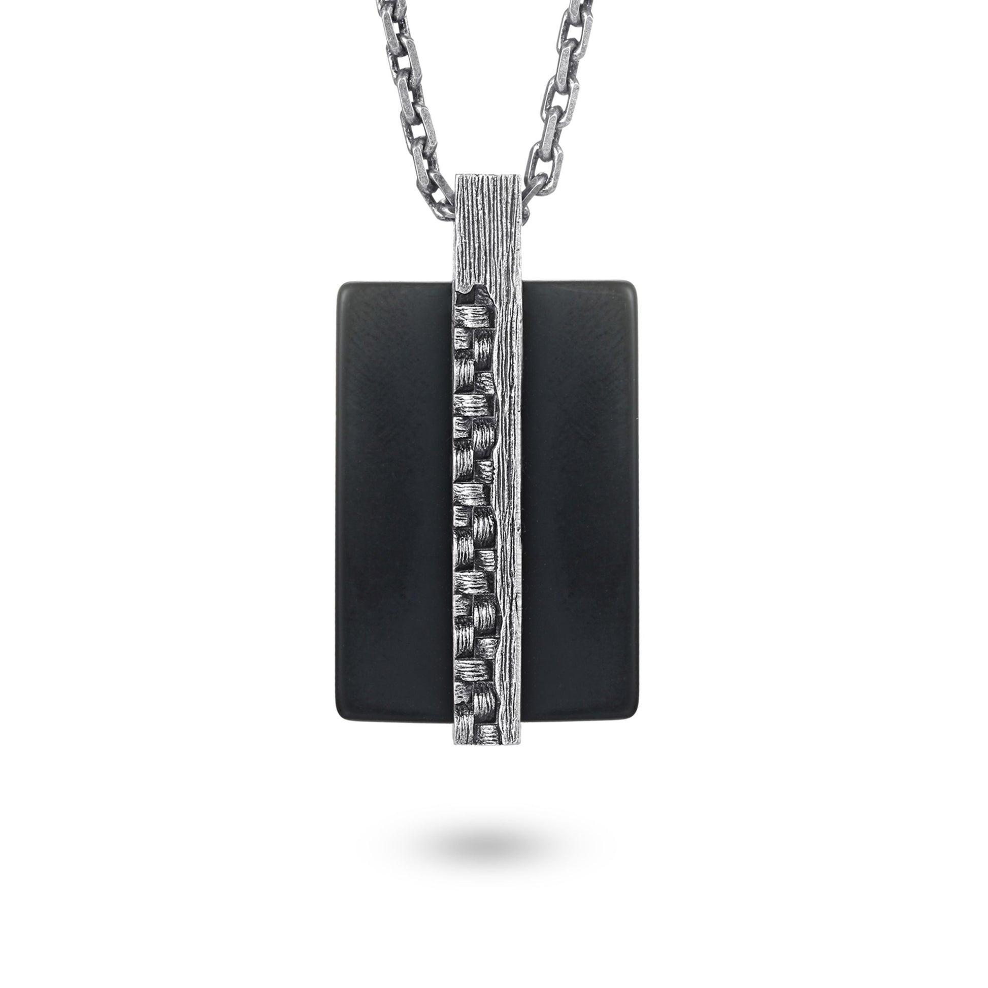 Men's Tag Necklace with Woven Element - KINGKA Jewelry
