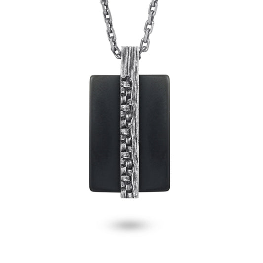 Men's Tag Necklace with Woven Element - KINGKA Jewelry