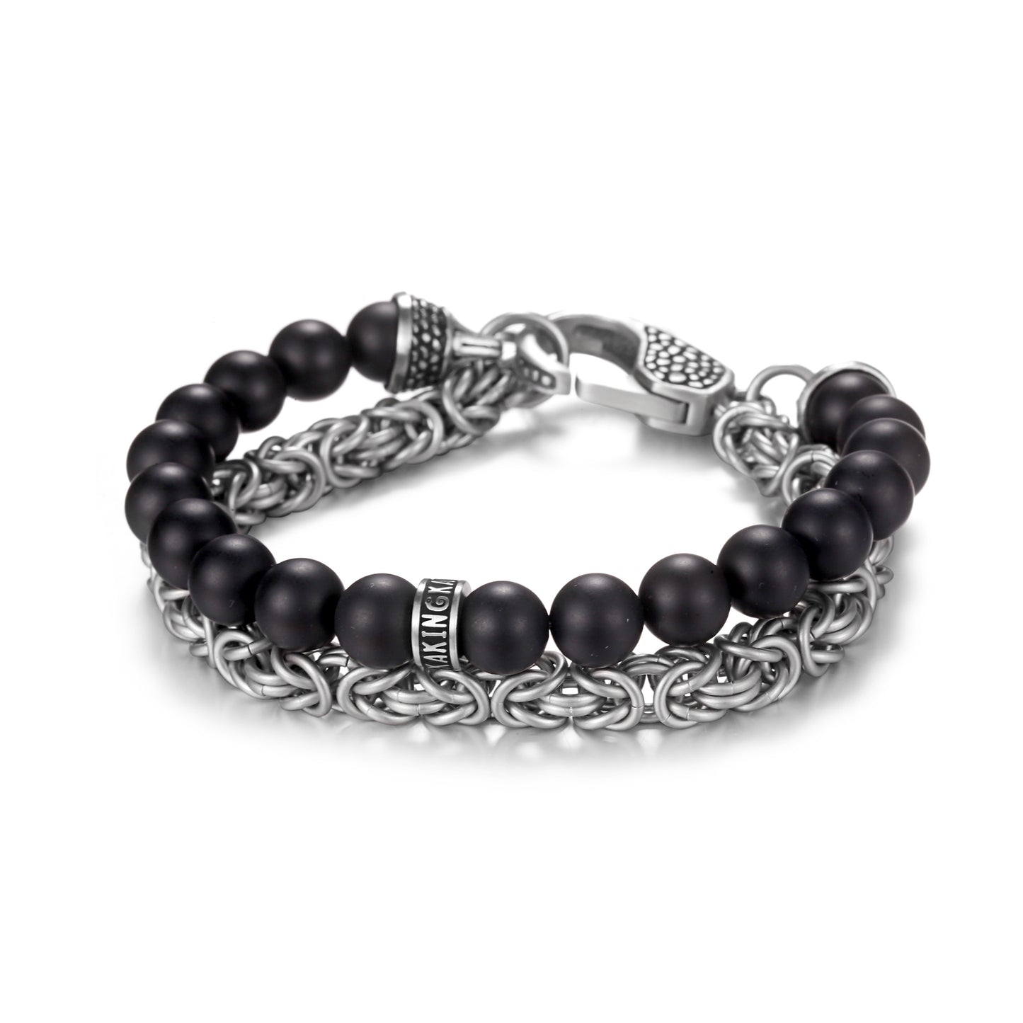 Men's Wrap-Around Bracelet with Stones, King Chain - KINGKA Jewelry