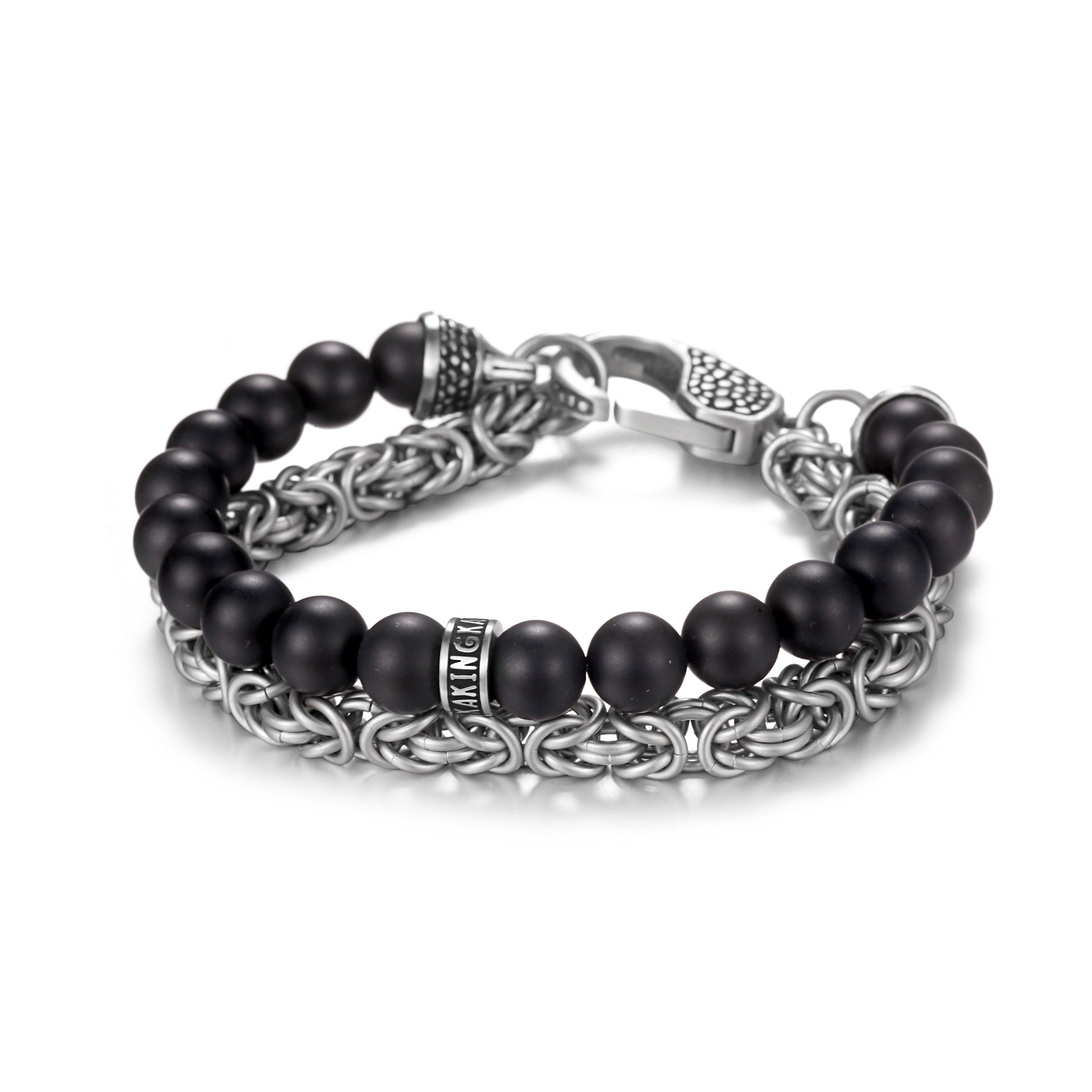 Men's Wrap-Around Bracelet with Stones, King Chain - KINGKA Jewelry