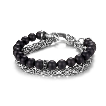 Men's Wrap-Around Bracelet with Stones, King Chain - KINGKA Jewelry