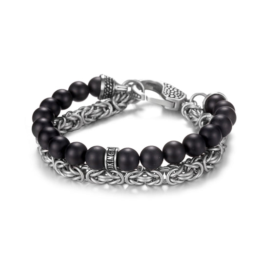 Men's Wrap-Around Bracelet with Stones, King Chain - KINGKA Jewelry