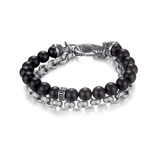 Men's Wrap-Around Bracelet with Stones, Cable Chain - KINGKA Jewelry
