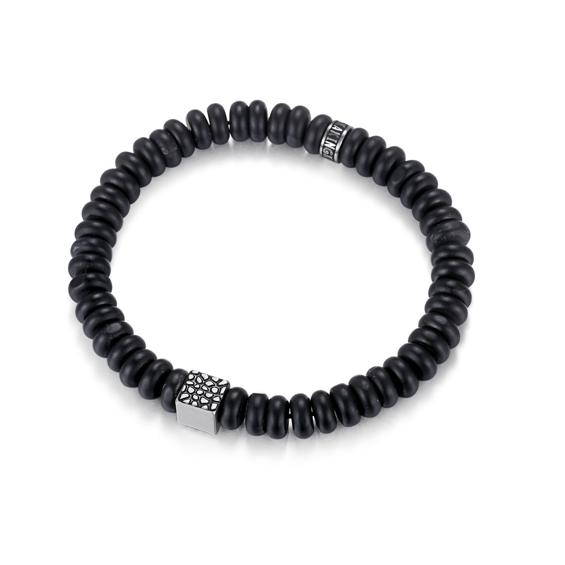 Men's Wristband with Abacus Onyx, Reptile Cube - KINGKA Jewelry