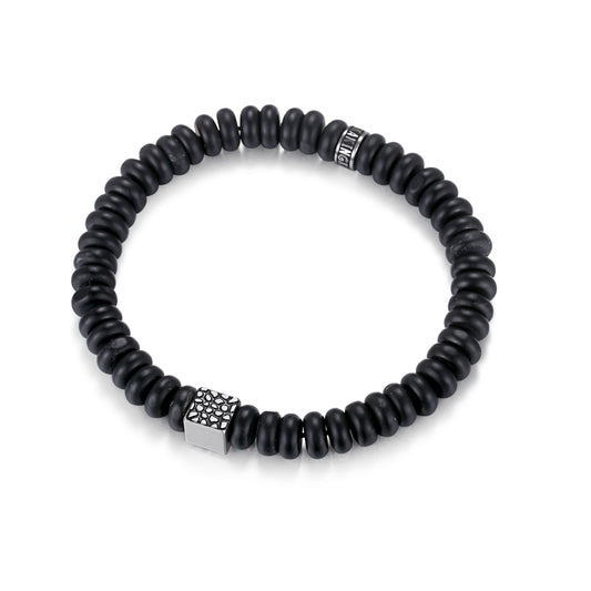 Men's Wristband with Abacus Onyx, Reptile Cube - KINGKA Jewelry