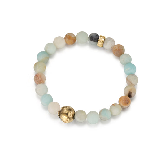 Amazonite Stone Beads Bracelet with 316 Stainless Steel Earth