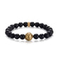 KINGKA Gold Plating Globe Map Matt Agate Bead Bracelet