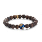 KINGKA Bronzite Stone Bead Bracelet, Gold Blue, The Earth - KINGKA Jewelry
