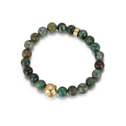 African Turquoise Bead Bracelet with 316 Stainless Steel Earth