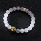 KINGKA Gold Plating Goble Rose Quartz Beaded Bracelet for Women