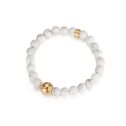 White Turquoise Beads Stone Bracelet with 316 Stainless Steel Earth