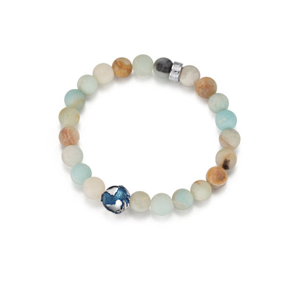 Amazonite Stone Beads Bracelet with 316 Stainless Steel Earth
