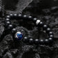 KINGKA Natural Matt Agate Bead Bracelet with 316 Stainless Steel Globe Map Accessory