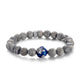 KINGKA Grey Jasper Bead Bracelet, Silver Blue, The Earth - KINGKA Jewelry