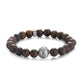 KINGKA Bronzite Stone Beaded Bracelet with 316 Stainless Steel Globe Map Accessory