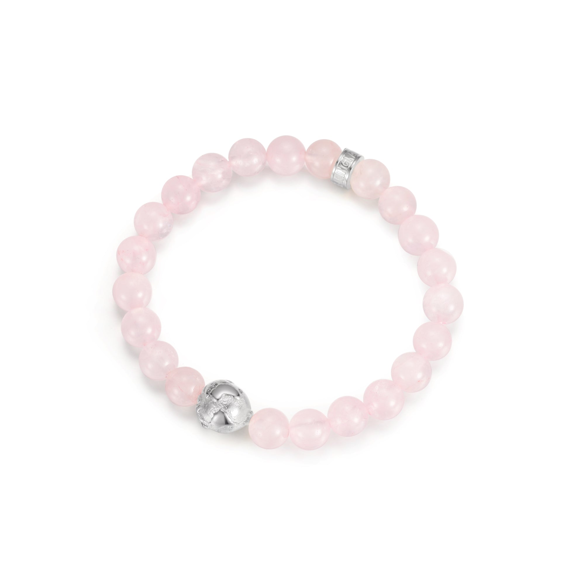 KINGKA Rose Quartz Bead Bracelet, Silver, The Earth - KINGKA Jewelry