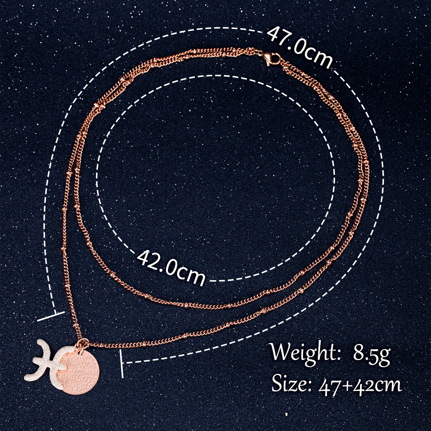 Women Twelve Constellations Pisces Necklace Custom Handwriting - KINGKA Jewelry